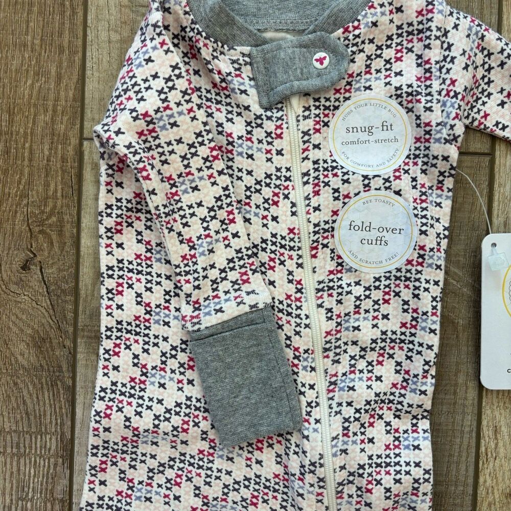 Burt's Bees Baby Girl Snug Fit Footed Pajama Size 0-3 Months Organic Cotton Pink - Picture 8 of 11
